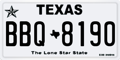 TX license plate BBQ8190