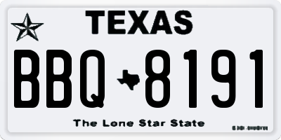TX license plate BBQ8191