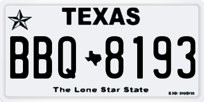 TX license plate BBQ8193