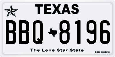 TX license plate BBQ8196