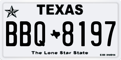 TX license plate BBQ8197