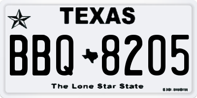 TX license plate BBQ8205
