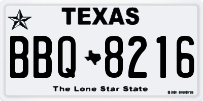 TX license plate BBQ8216
