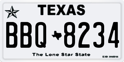 TX license plate BBQ8234
