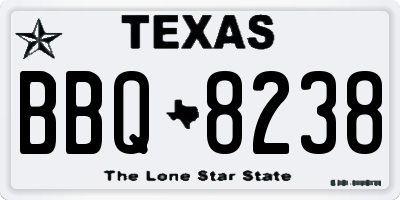 TX license plate BBQ8238