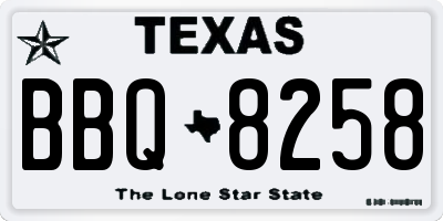 TX license plate BBQ8258