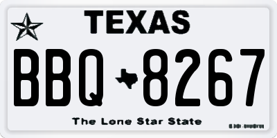 TX license plate BBQ8267
