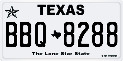 TX license plate BBQ8288