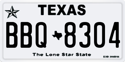 TX license plate BBQ8304