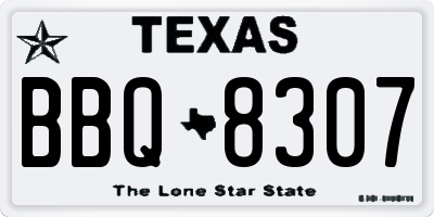 TX license plate BBQ8307