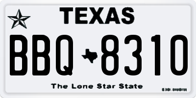 TX license plate BBQ8310