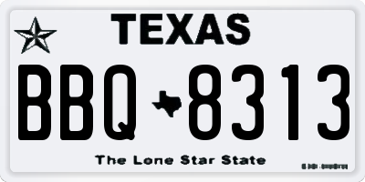 TX license plate BBQ8313