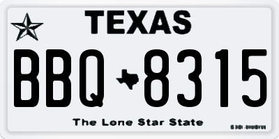 TX license plate BBQ8315