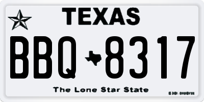 TX license plate BBQ8317
