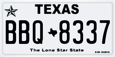 TX license plate BBQ8337