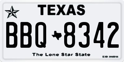 TX license plate BBQ8342