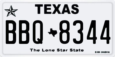 TX license plate BBQ8344
