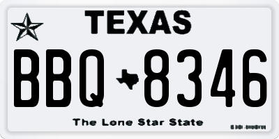TX license plate BBQ8346