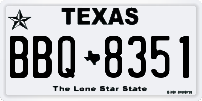 TX license plate BBQ8351
