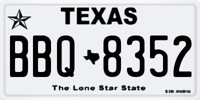 TX license plate BBQ8352