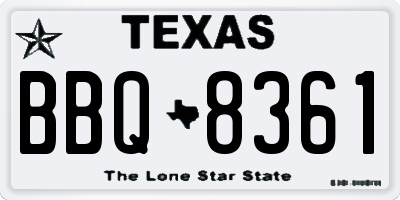 TX license plate BBQ8361