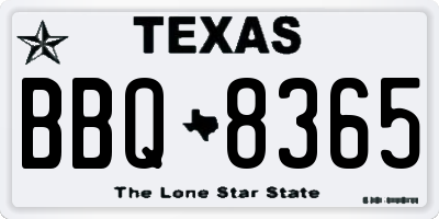 TX license plate BBQ8365