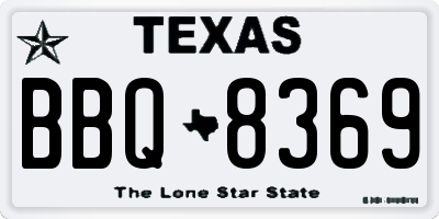 TX license plate BBQ8369