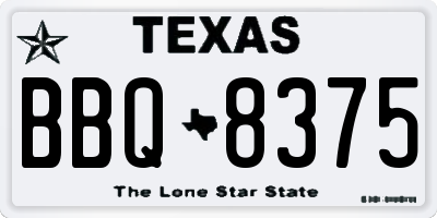 TX license plate BBQ8375