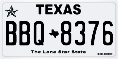 TX license plate BBQ8376