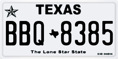 TX license plate BBQ8385