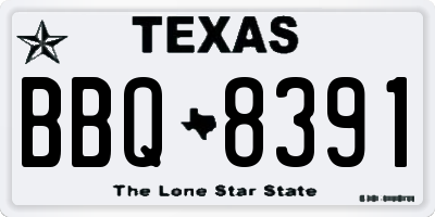 TX license plate BBQ8391