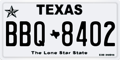 TX license plate BBQ8402
