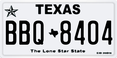 TX license plate BBQ8404