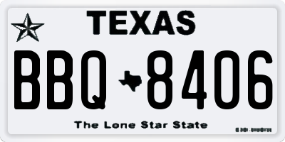 TX license plate BBQ8406