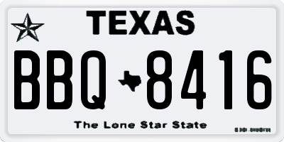 TX license plate BBQ8416