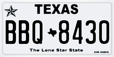 TX license plate BBQ8430