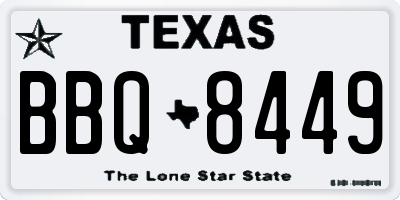 TX license plate BBQ8449