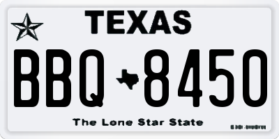 TX license plate BBQ8450