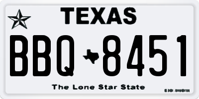 TX license plate BBQ8451