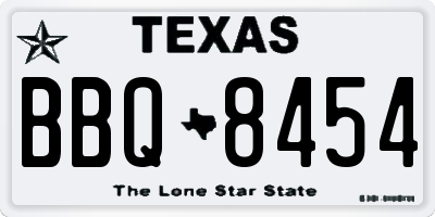 TX license plate BBQ8454