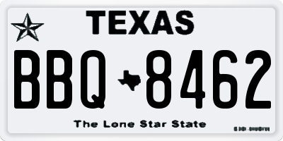 TX license plate BBQ8462