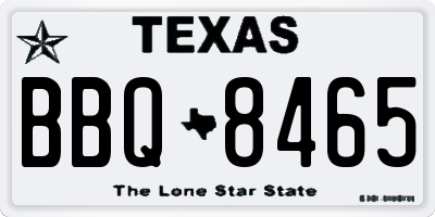 TX license plate BBQ8465