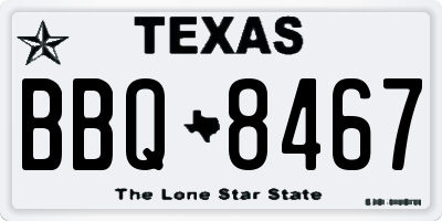 TX license plate BBQ8467