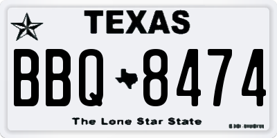 TX license plate BBQ8474