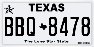 TX license plate BBQ8478