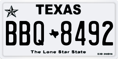 TX license plate BBQ8492