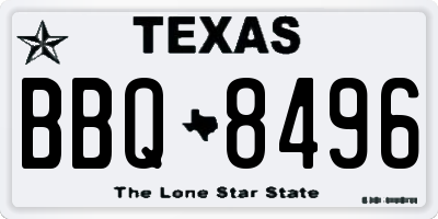 TX license plate BBQ8496