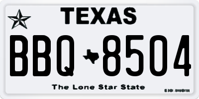 TX license plate BBQ8504