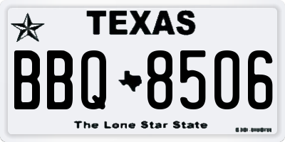TX license plate BBQ8506