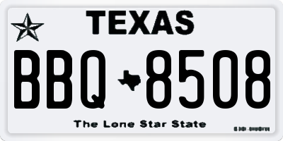 TX license plate BBQ8508